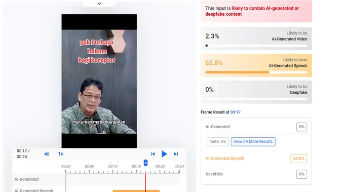 Hasil penelusuran Cek Fakta Liputan6.com dengan menggunakan Hivemoderation