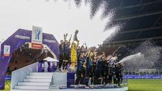 Inter Milan secara dramatis sukses mengalahkan Juventus dengan skor 2-1 dalam partai Supercoppa Italiana 2021 yang digelar di Giuseppe Meazza, Kamis (13/1/2022) dini hari WIB. (Spada/LaPresse via AP)