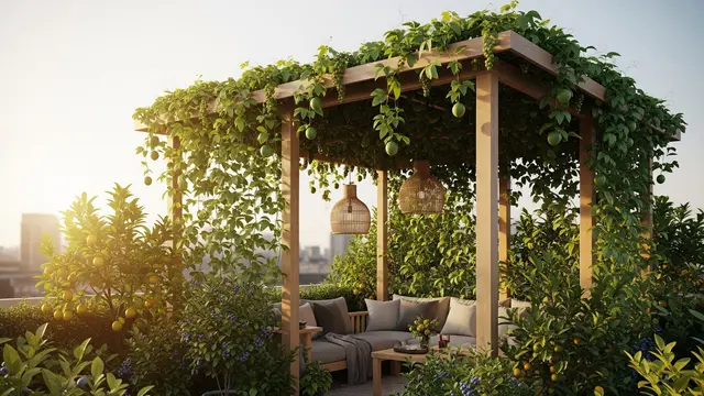 Rooftop Kebun Buah dengan Gazebo Santai
