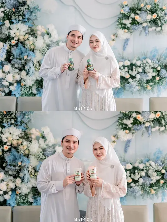 Dari beberapa potret yang diunggah, dekorasi ruangan tempat berlangsungnya akikah Mikail didominasi warna putih dan biru. Alvin dan Henny beserta anak-anaknya juga kompak mengenakan putih. Bunga-bunga mempercantik dekorasi ruangan. [Instagram/hennyyrahman]