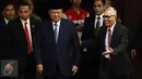 Presiden RI keenam Susilo Bambang Yudhoyono (kiri) bersama mantan Wakil Presiden Try Sutrisno menghadiri acara pidato Raja Arab Saudi Salman bin Abdulaziz Al Saud di Gedung DPR, Kompleks Parlemen, Senayan, Jakarta, Kamis (2/3). (Liputan6.com/Johan Tallo)
