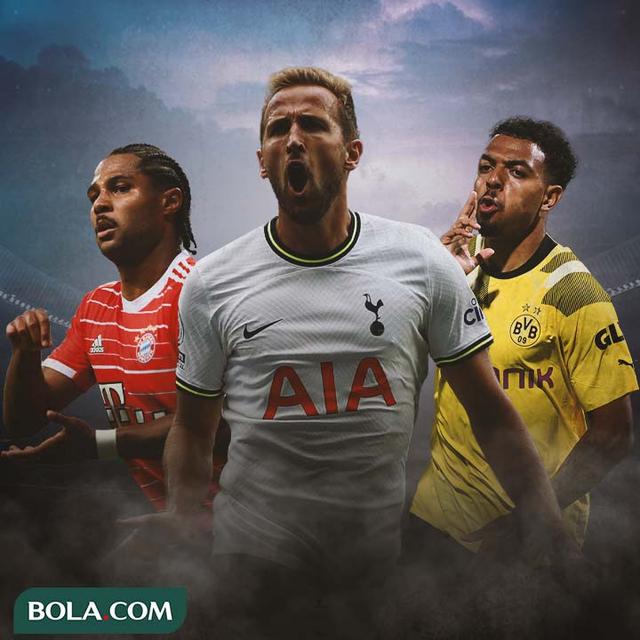 Ilustrasi - Serge Gnabry, Harry Kane, Donyell Malen