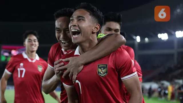 Marselino Ferdinan mencetak gol untuk Timnas Indonesia U-23 ke gawang Chinese Taipei U-23.