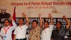 Kiri-kanan: Alif Kamal, Agus Jabo Priyono, Hariman Siregar, Dominggus Oktavianus, dan Petrus Hariyanto, Jakarta, Selasa (24/3/2015). PRD akan berjuang untuk menjadi salah satu kontestan dalam Pemilu 2019 nanti.(Liputan6.com/Yoppy Renato)