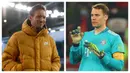 Julian Nagelsmann - Manuel Neuer. Julian Nagelsmann berusia 33 tahun saat ditunjuk menjadi manajer Bayern Munich pada musim depan. Ia lebih muda dari kiper Bayern Munich, Manuel Neuer yang telah berusia 35 tahun. (AFP/Odd Andersen/Karim Jaafar)