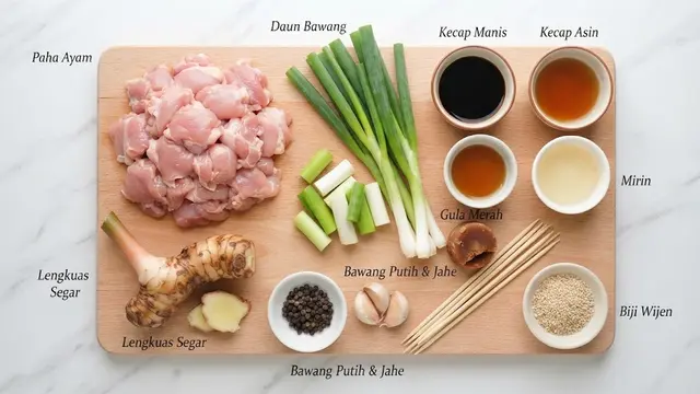 Bahan-Bahan Yakitori Ayam Lengkuas