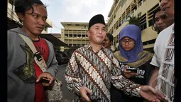 Sabran mengaku telah melaporkan kasus dugaan kesaksian palsu ini ke polisi sejak 2010 lalu. Namun tidak diproses, Jakarta, Jumat (23/1/2015). (Liputan6.com/Miftahul Hayat)