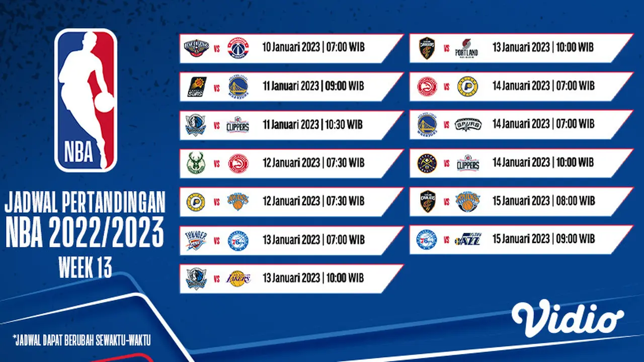 Dapatkan Live Streaming NBA Reguler Season 2022/23 di Vidio 10-15 Januari 2023 : Ada 13 Laga