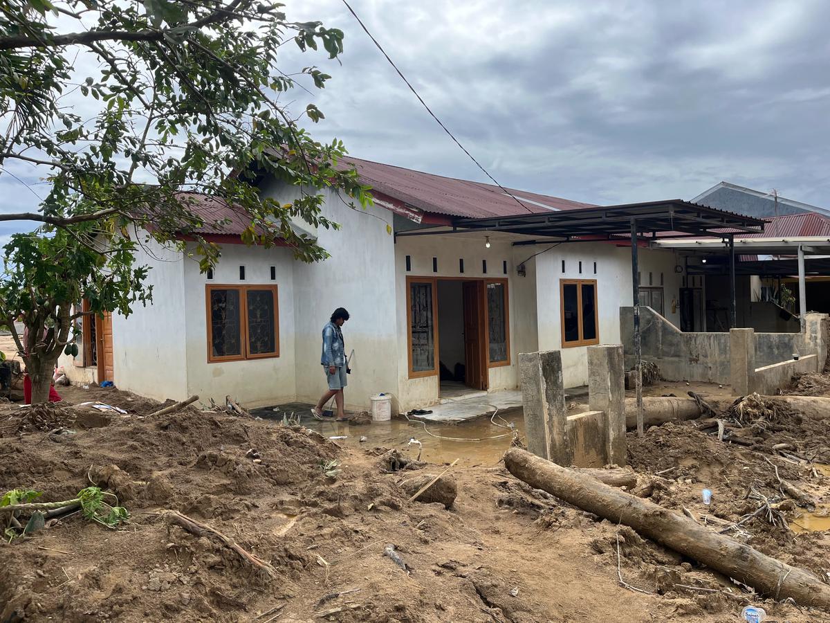 Rumah warga korban banjir di Tabing Banda Gadang, Kecamatan Nanggalo, Kota Padang, Sumatera Barat (Sumbar)