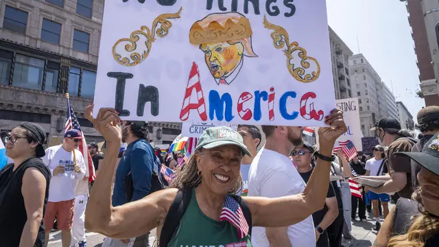 Potret Demo No Kings Warnai Hari Ulang Tahun Trump