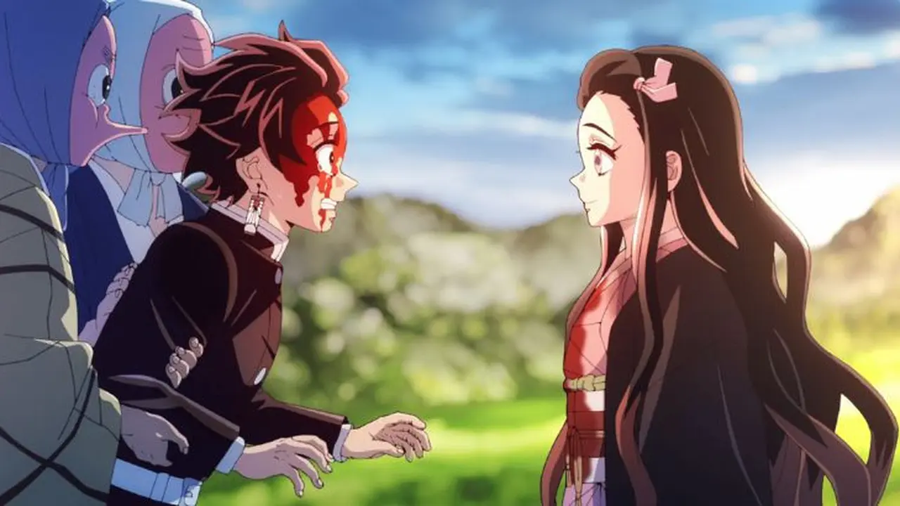 Tanjiro Kamado dan adik perempuannya, Nezuko, di Demon Slayer Kimetsu no Yaiba Season 3