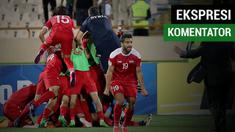 Komentator salah satu televisi di Timur Tengah histeris dengan gol bersejarah Suriah ke gawang Iran.