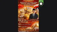 Cek Fakta: Hoaks Dana Bantuan DAP dari China untuk Umat Hindu di Indonesia