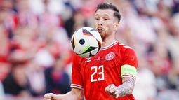 Dua gol Denmark dicetak Pierre-Emile Hojbjerg di menit ke-2 dan Christian Eriksen pada menit ke-86. (Liselotte Sabroe / Ritzau Scanpix / AFP)