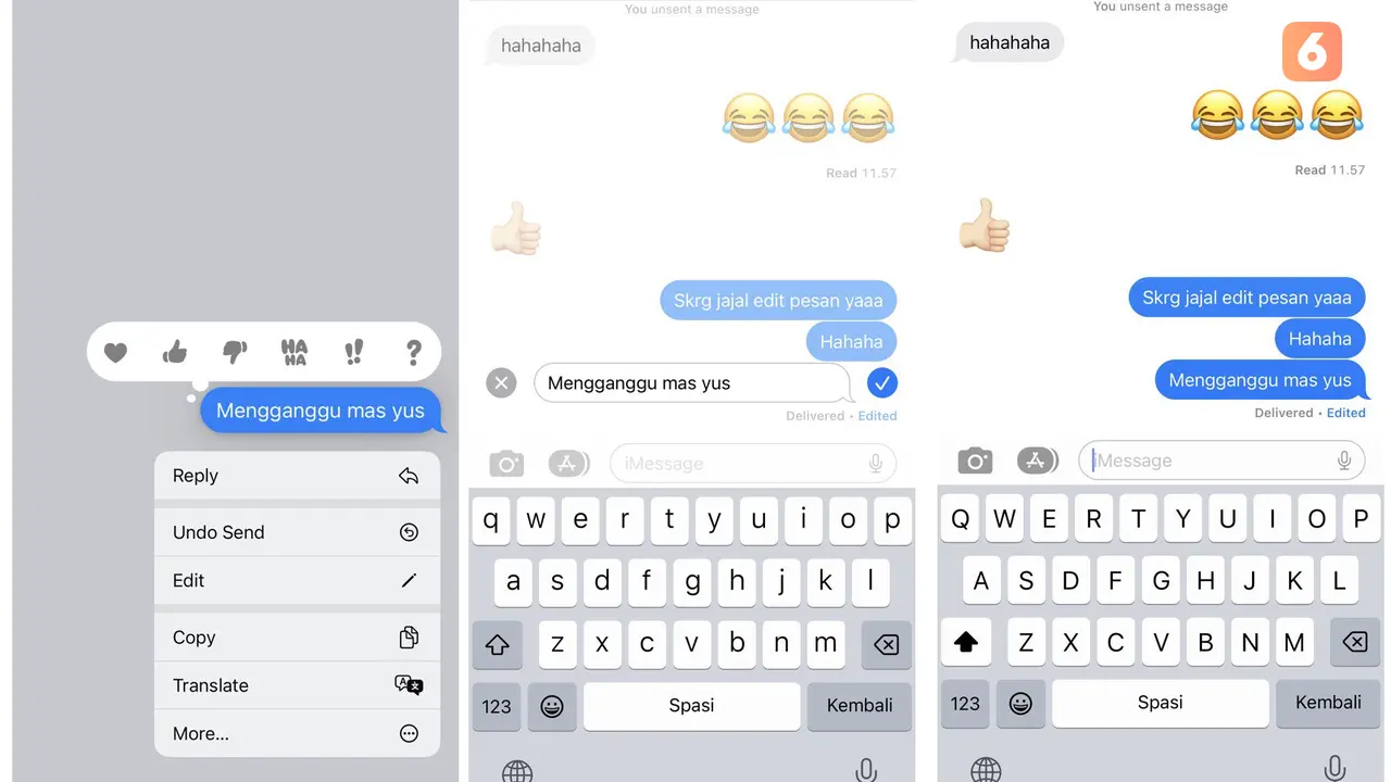 Mengubah pesan di iMessage