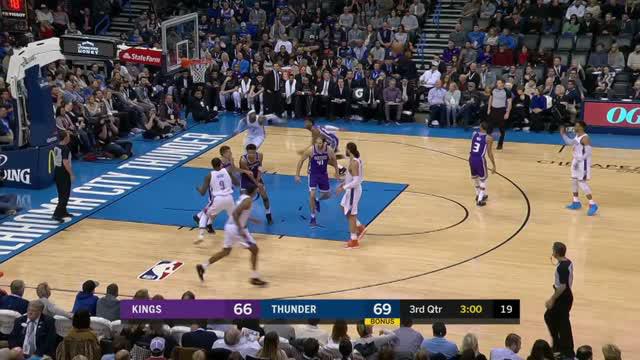 Berita video game recap NBA 2017-2018 antara Oklahoma City Thunder melawan Sacramento Kings dengan skor 95-88.