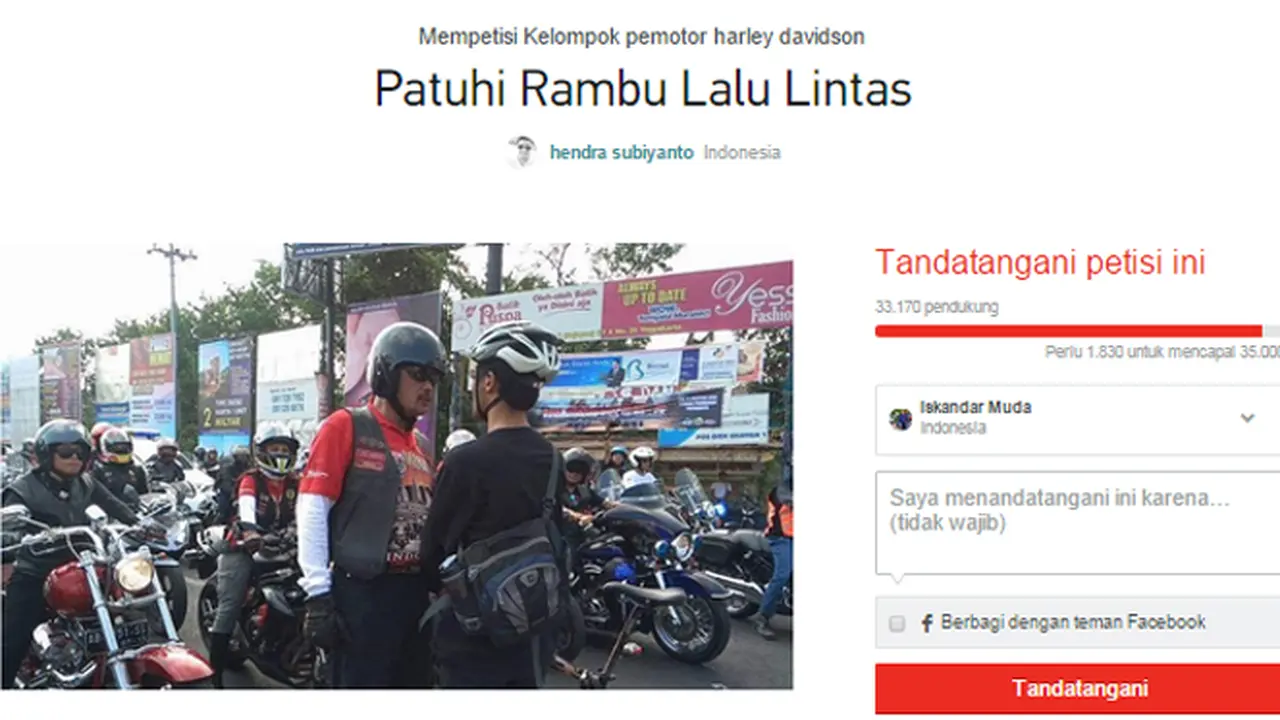 33.000 Netizen Teken Petisi Pemotor Moge Arogan