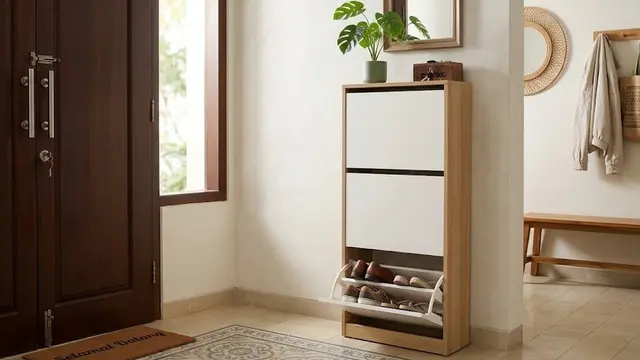 Ide Rak Sepatu Tertutup di Dekat Pintu Masuk (AI Generated)