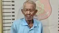 Seorang pria lanjut usia berusia 75 tahun bernama Hadi Suyipto di Kabupaten Lampung Utara diamankan polisi karena membacok dua tetangganya. (Liputan6.com/Istimewa).