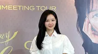 Potret Kim Ji Won saat konferensi pers Fan Meeting Tour di Raffles Hotel Jakarta (Dok. Patricia Vianney)