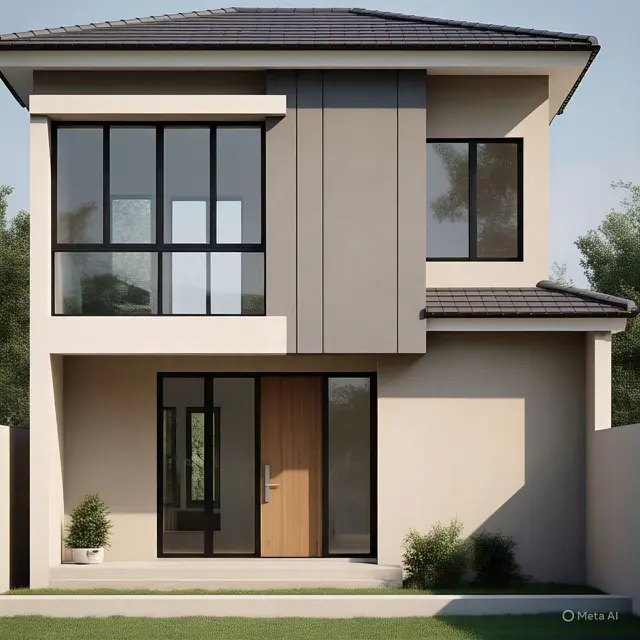 Rekomendasi Warna Cat Rumah Dua Lantai Minimalis. Foto: Meta AI