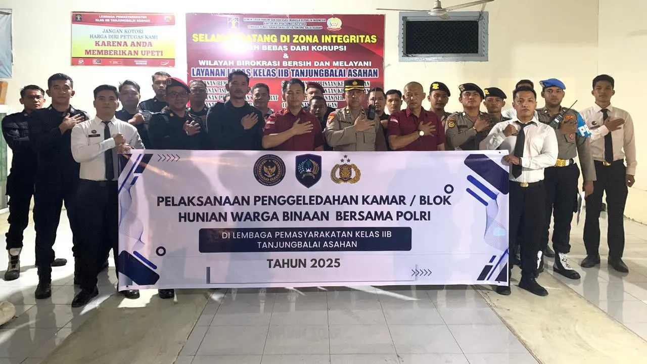 Lembaga Pemasyarakatan (Lapas) Kelas IIB Tanjungbalai Asahan melakukan inspeksi mendadak atau sidak untuk memitigasi risiko dan deteksi dini keamanan dengan menggandeng Kepolisian Resort Kota Tanjungbalai, Jumat (10/10) (Istimewa)