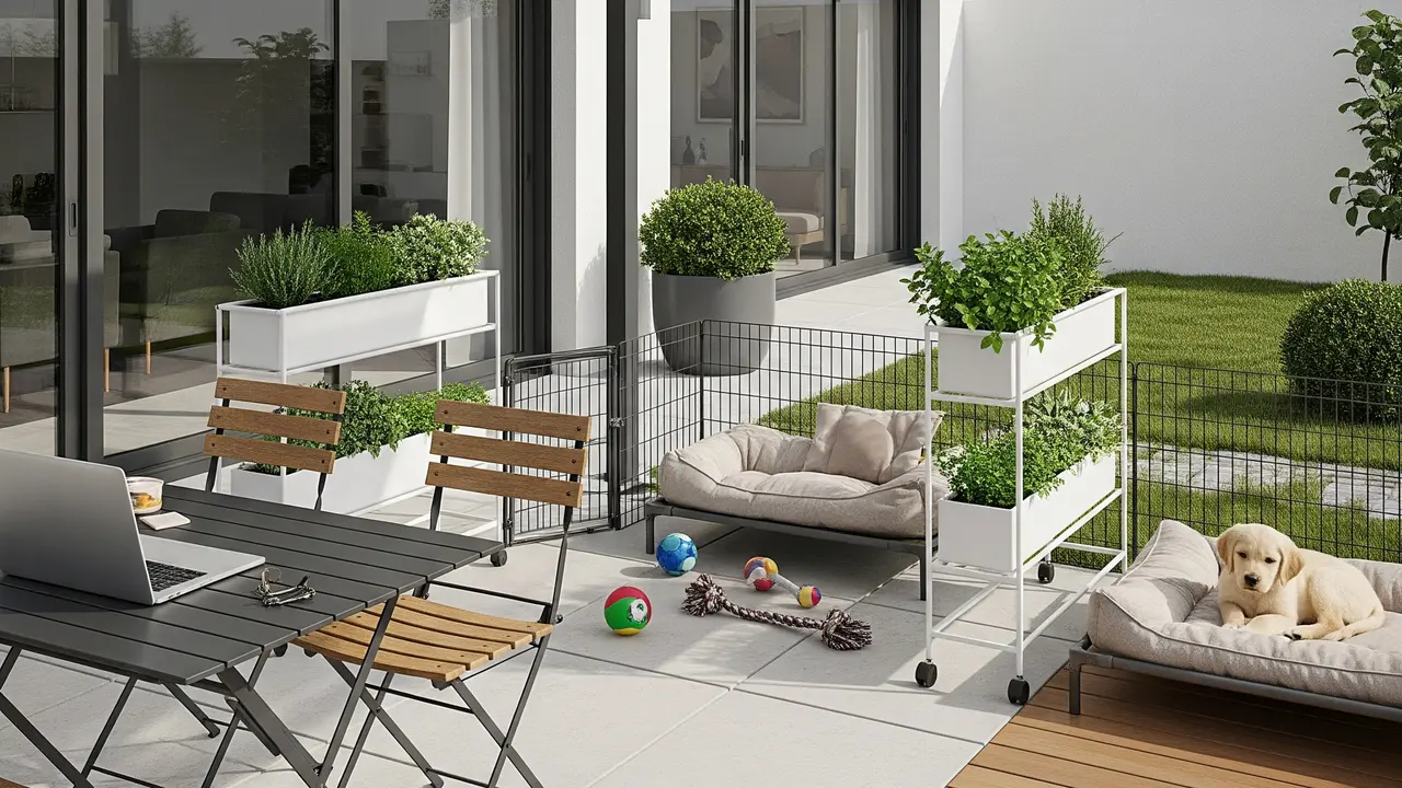 Desain Teras Belakang Minimalis dengan Taman Hewan Mini (Image by Gemini AI)