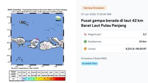 Gempa hari ini, Rabu (7/1/2026)  menggetarkan sore tadi pukul 17:28:36 WIB di wilayah Pulau Panjang, Jepara, Provinsi Jawa Tengah (Jateng). (www.bmkg.go.id)