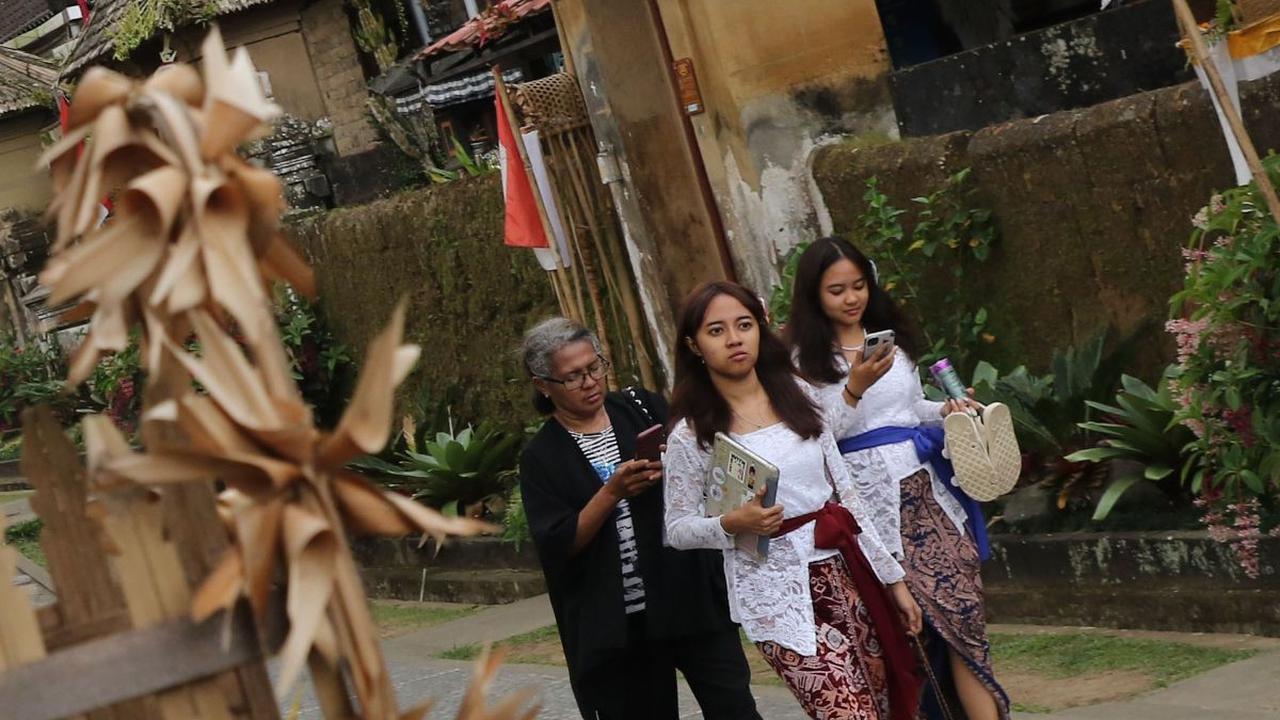 Kawasan Desa Penglipuran terlihat asri karena masih dikelilingi hutan bamboo, Rabu (16/8/2023).