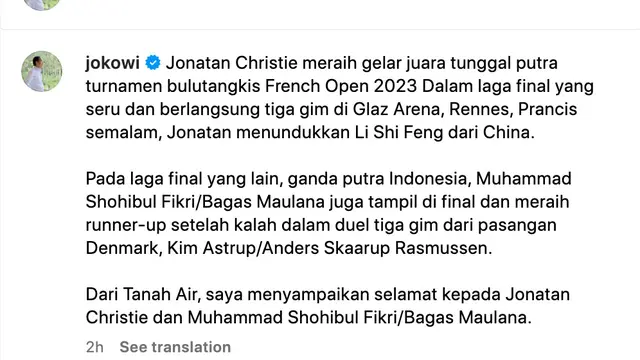 Unggahan Jokowi. (Foto: Dok. Instagram @jokowi)