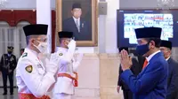 Wakil Kalimantan Selatan, Muhammad Asri Maulana usai dikukuhkan sebagai Paskibraka 2020 oleh Presiden Joko Widodo (Jokowi) di Istana Negara pada Kamis, 13 Agustus 2020 (Foto: Dokumen Istana)