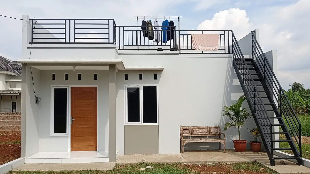 contoh rumah 1 lantai dengan rooftop minimalis biaya terjangkau