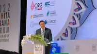 Jacob Duer, President dan CEO the Alliance to End Plastic Waste (Alliance), pada Tri Hita Karana Forum: Sustainable Development dengan tema "Future Knowledge and Blended Finance for Better Business and Better World&rdquo; di Bali, Indonesia, jelang KTT G20.