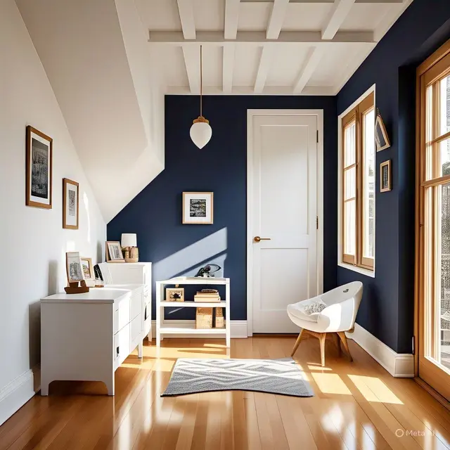 Inspirasi Warna Buat Ruangan Kecil, Kombinasi Dua Warna Kontras. Foto: Meta AI