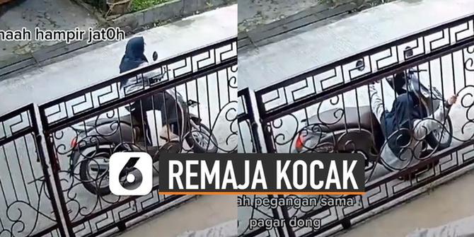 VIDEO: Kocak, Aksi Remaja Perempuan Ketika Menahan Keseimbangan di Atas Motor