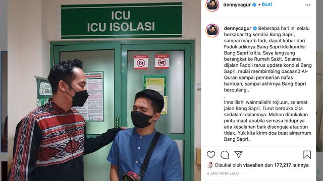 Unggahan Denny Cagur soal Sapri Pantun. (Foto: Instagram @dennycagur)