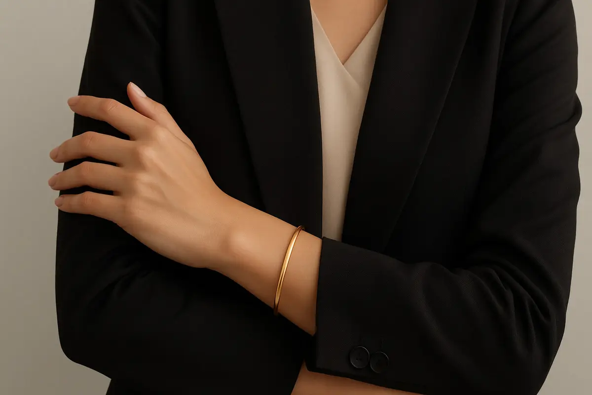 Model Gelang Emas Simple untuk Wanita Karier Modern 2025/Ilustrasi AI