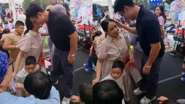 6 Potret Baim Wong dan Nagita Slavina, Sikap Elus Kepala di Ultah Azura Disorot