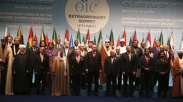 Para kepala negara anggota OKI saat berkumpul di Istanbul, Turki, pada 13 Desember 2017 untuk membahas isu Yerusalem