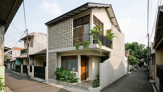 Rumah Tropis dengan Roster, Solusi Rumah Lebar 3 Meter 2 Lantai Anti-Gerah