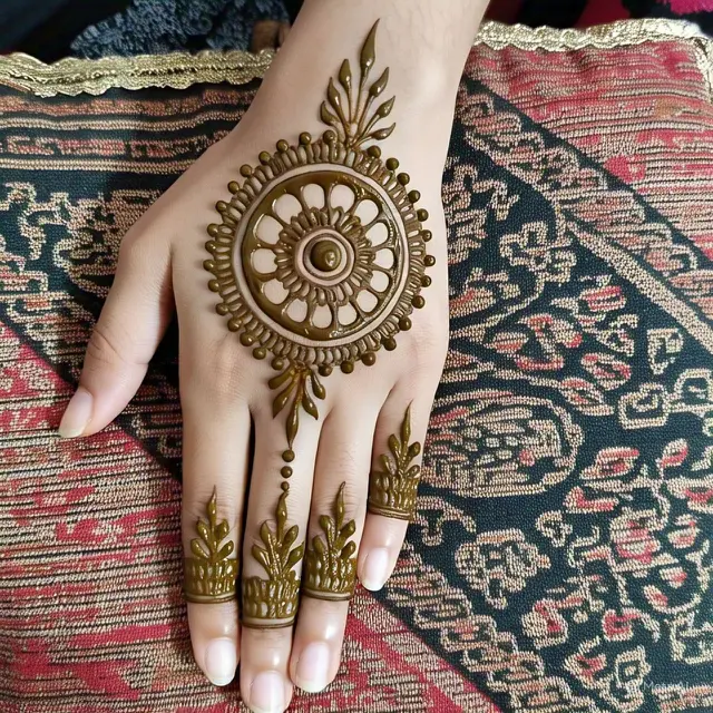 Desain Henna Simple dengan Motif Mandala Sederhana