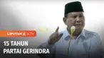 Partai Gerindra memasuki usia 15 tahun. Presiden Jokowi memprediksikan, elektabilitas Partai Gerindra dan Prabowo Subianto akan tinggi dalam Pemilu 2024.