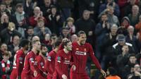 Selebrasi pemain Liverpool saat menjebol gawang Salzburg di Liga Champions (AP)