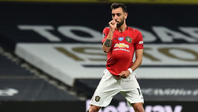 6. Bruno Fernandes (55 juta euro) - Bruno Fernandes dibeli Manchester United dengan harga 55 juta euro dari Sporting CP pada awal 2020 lalu. (AFP/Glyn Kirk/pool)