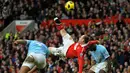 Rooney menjadi pemuncak daftar pencetak gol terbanyak pada laga antara Manchester United dan City. Sepanjang berseragam United, ia mencetak sebelas gol ke gawang City. (AFP/Andrew Yates)