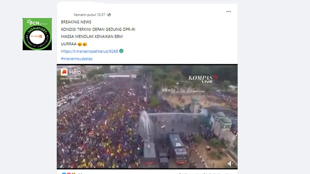 Klaim video demo menolak kenaikan harga BBM pada 6 September 2022