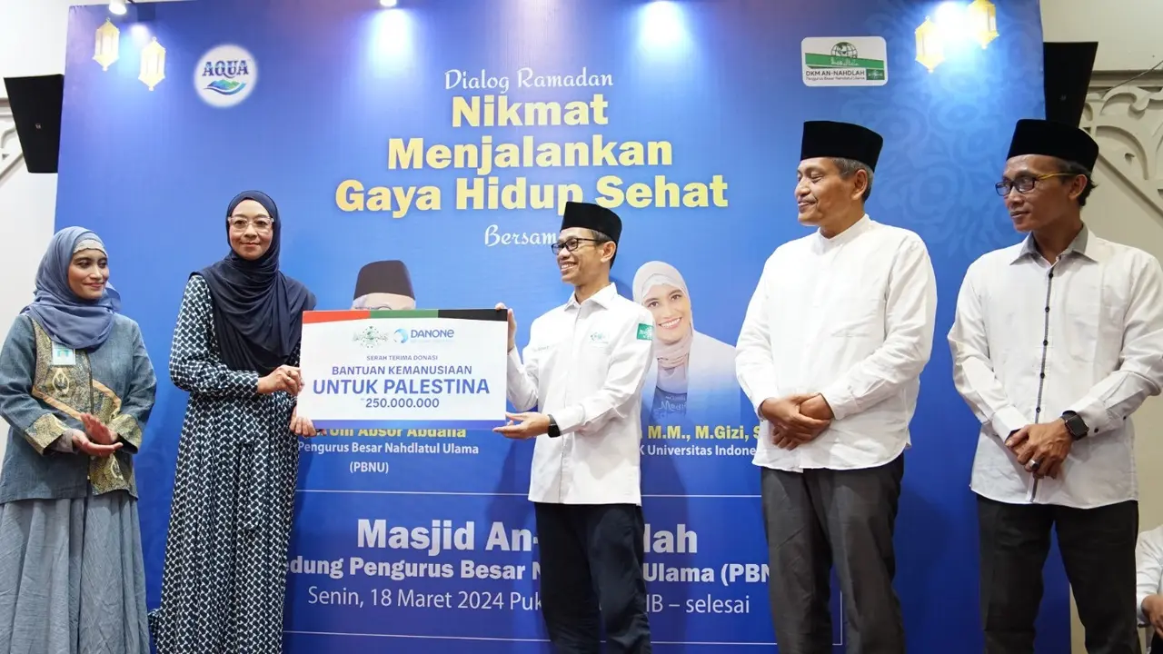 Lazisnu menerima donasi kemanusiaan Aqua untuk rakyat Palestina. (Istimewa)