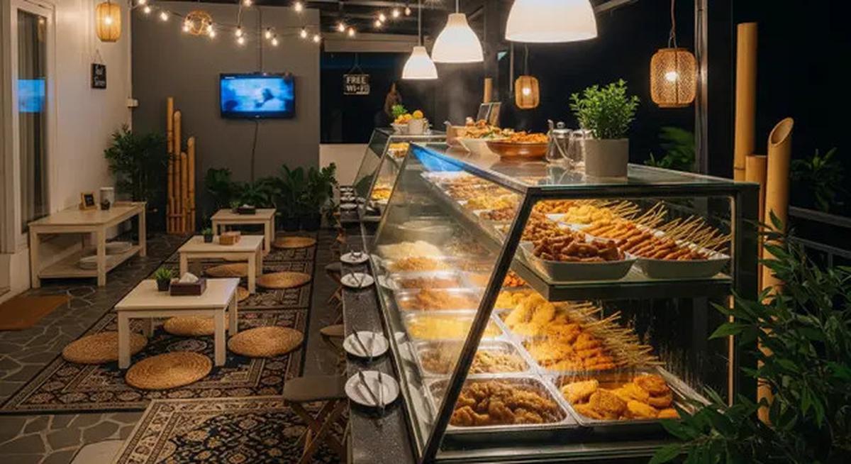8 Desain Warung Prasmanan di Teras Rumah dengan Etalase Kaca Panjang, Pembeli Bisa Langsung Lihat Menu
