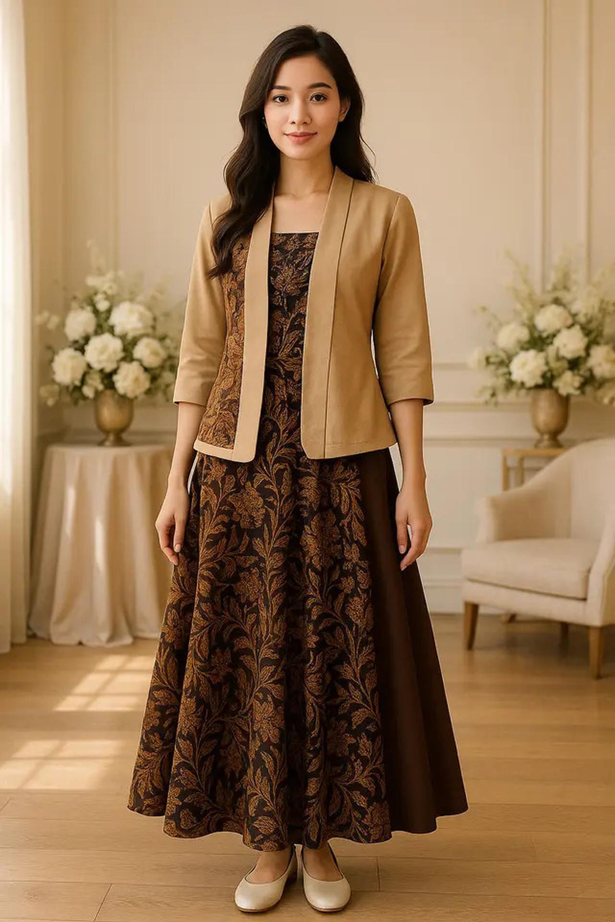 7 Model Rok Batik Kombinasi Kain Polos Wanita Modern yang Elegan
