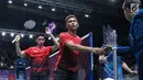 Ganda putra Indonesia, Fajar Alfian/M Rian Ardianto usai melawan pemain India, Manu Attri/Sumeeth Reddy Buss pada perempat final Bulutangkis Beregu Putra Asian Games 2018 di Jakarta, Senin (20/8). (Liputan6.com/Helmi Fithriansyah)